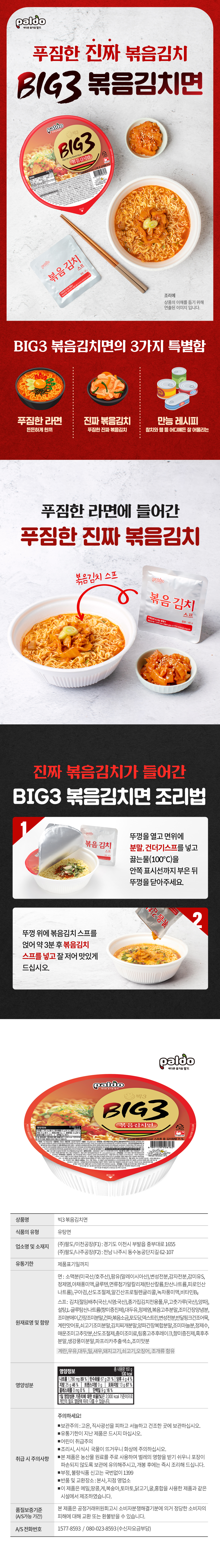 빅3볶음김치면